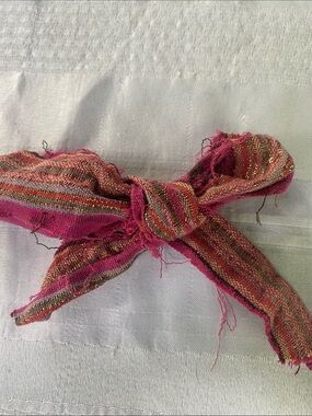 Pink Metallic Stripe Women's Scarf Hair bow and pet collar bow